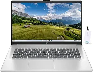 Máy tính xách tay HP 17 inch, Màn hình IPS Full HD 1920x1080 17,3 inch, Intel Core i3-N305 (8 nhân, 8 luồng), RAM 32 GB, SSD PCIe 2 TB, Bạc tự nhiên, Windows 11 Home, Thẻ USB Alpacatec 32 GB